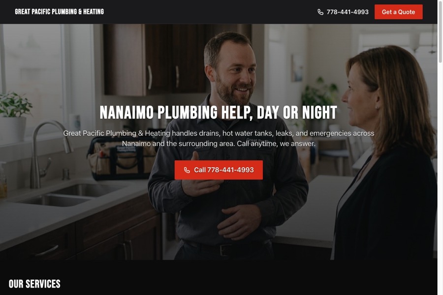 Great Pacific Plumbing & Heating website preview