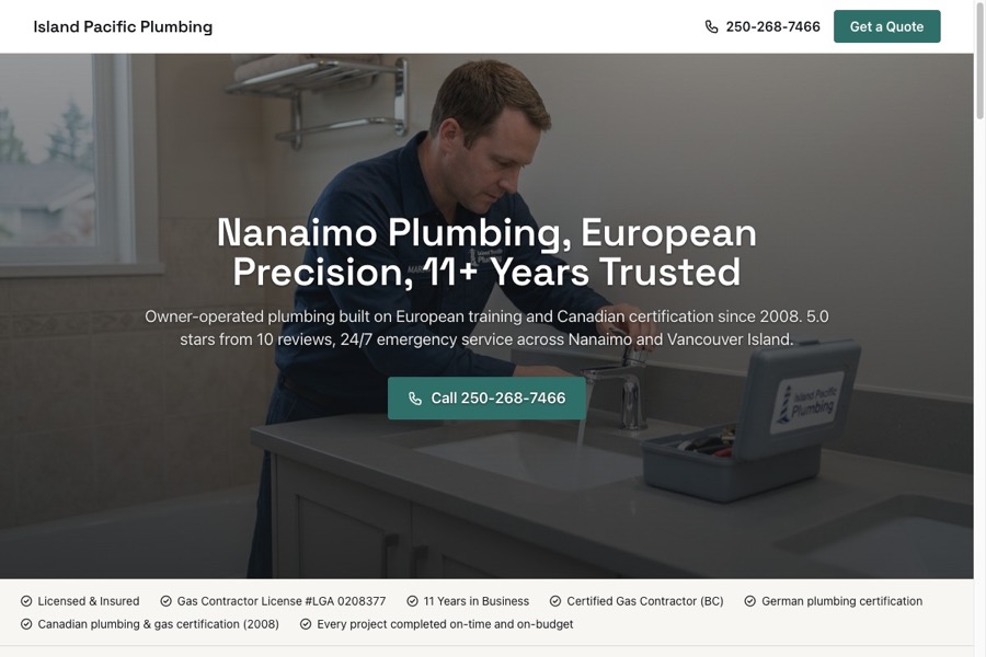 Island Pacific Plumbing website preview